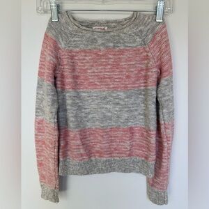 Cat & Jack Girls Pink and Gray Striped Sweater- Size Medium 7/8